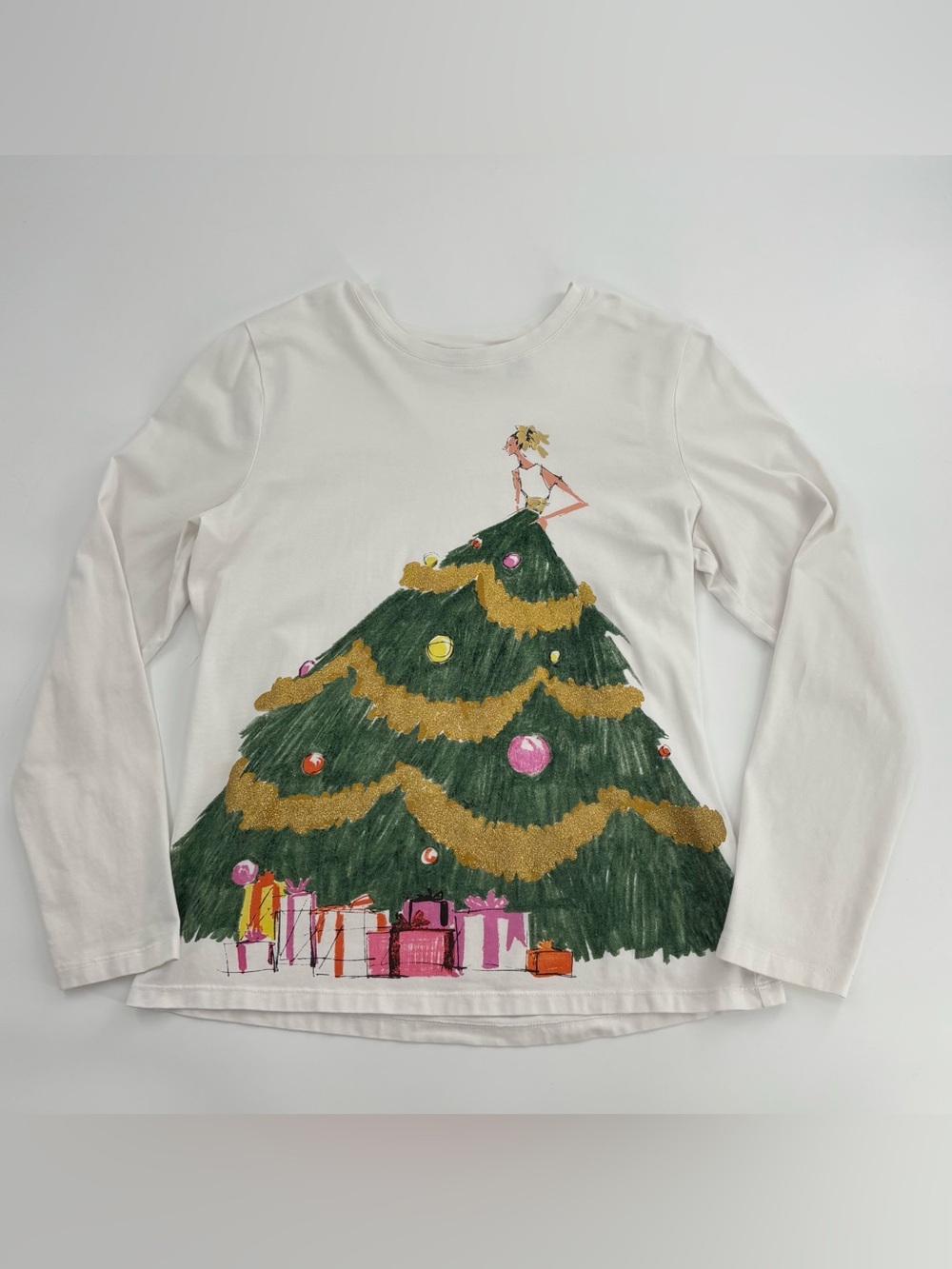 Liz Claiborne New York Christmas Tree Dress Shirt Sz M Long Sleeve Glitter Glam